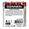 Батарейки КОМПЛЕКТ 4 шт., SONNEN, AAA (R03, 24А), солевые, мизинчиковые, в пленке, 451098, 451098