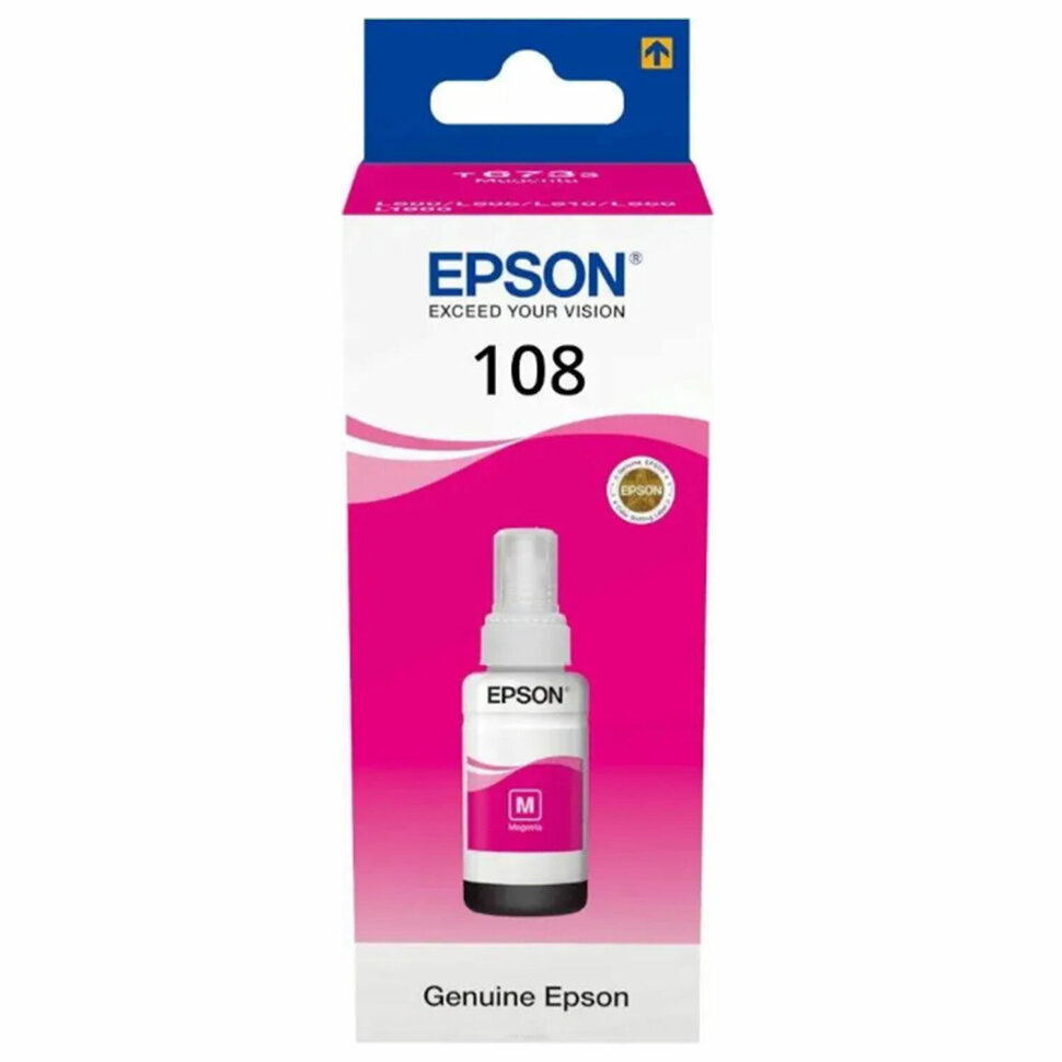 Чернила EPSON 108 (C13T09C34A) для СНПЧ EPSON L8050 /L8100 /L18050, пурпурные, ОРИГИНАЛЬНЫЕ, 364533