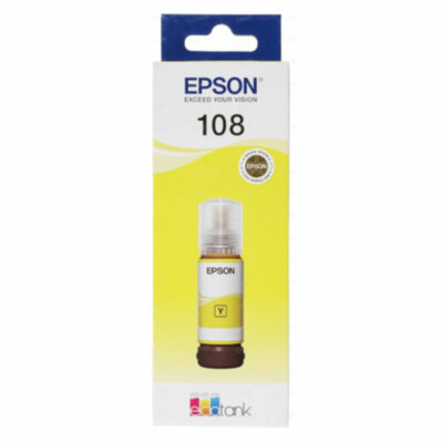 Чернила EPSON 108 (C13T09C44A) для СНПЧ EPSON L8050 /L8100 /L18050, желтые, ОРИГИНАЛЬНЫЕ, 364534